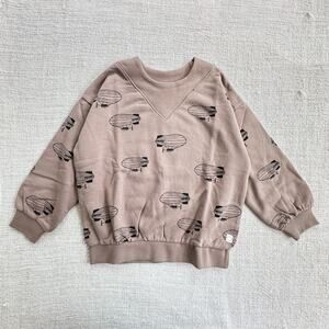 NEW Sproet & Sprout Girl's Taupe Blimp Print Sweatshirt 6